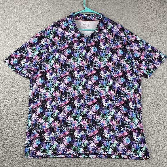 Maelreg Performance Polo Shirt Men's XL Multicolor Floral Preppy Colorful Print - Picture 2 of 8